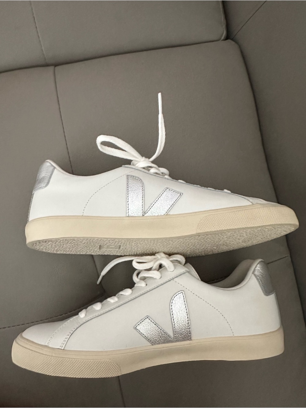 NEW Veja Esplar Leather White Silver Women’s 10 EU 41 - Picture 2 of 6